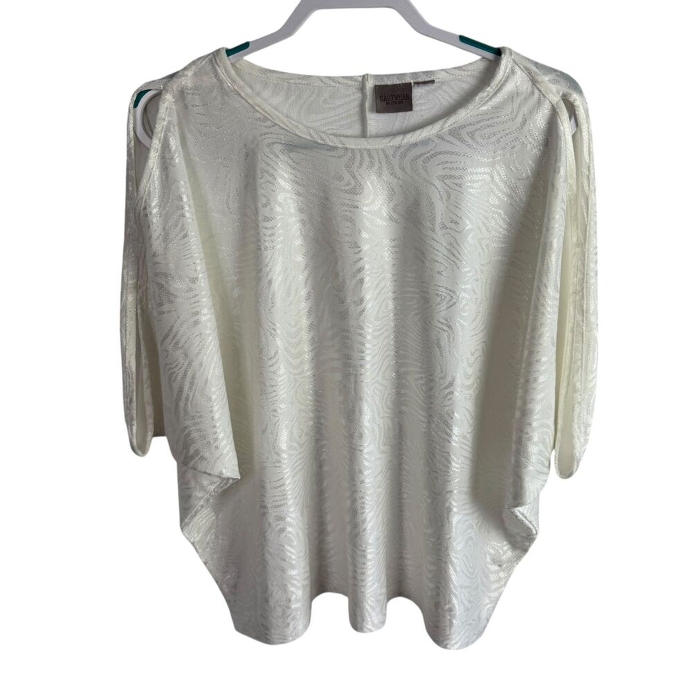 Easywear by Chico's Women's Top Size M/L/XL White Oversized Dolman Sleeves